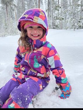 Burton Colorful Bunny Print Snow Suit - Purple, Teal & Pink Size 3T